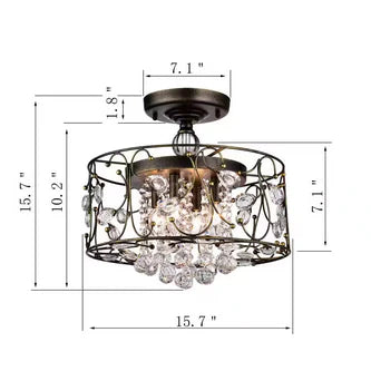 16 in. 4-Light Black Brushed Gold Semi-Flush Mount