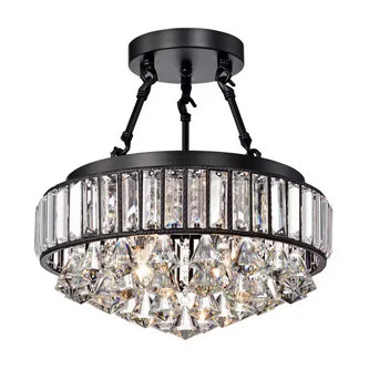 13.8 in. 4-Light Black Semi- Flush Mount