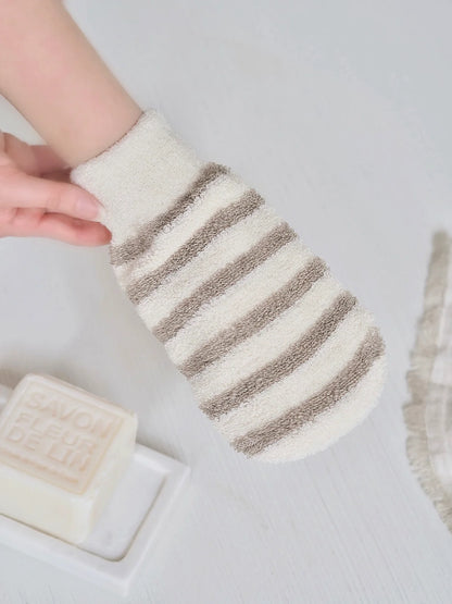 Striped Bath Mitt