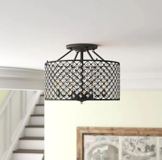 16.9-in Antique Bronze/Clear Metal Ceiling Light Mount