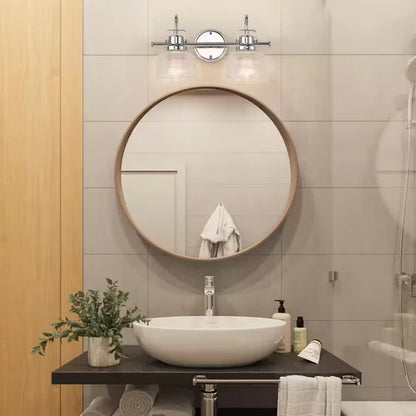 2-Light Chrome Sconce with Clear Glass Shades