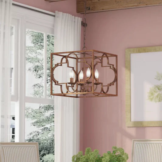 4 - Light Bronze Dimmable Square / Rectangle Chandelier