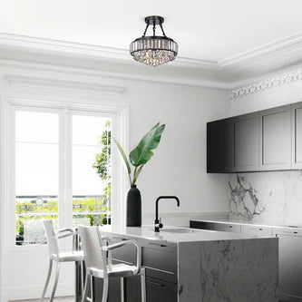 13.8 in. 4-Light Black Semi- Flush Mount
